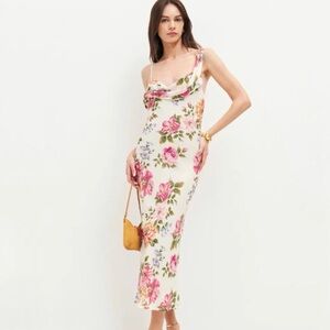 REFORMATION Reya Dress Final sale Help Giverny Rose Garden Floral Prink Midi